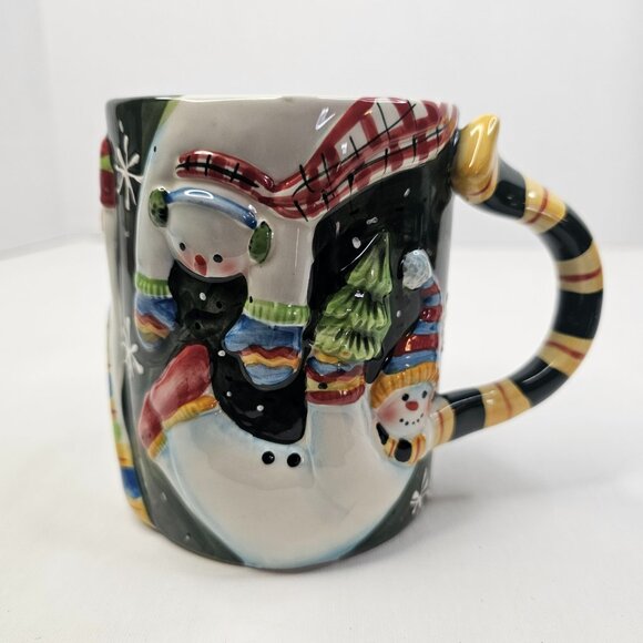 Certified International 3D Snowmen Mug Winter Susan Winget Ceramic Coffee Cup - Picture 4 of 9